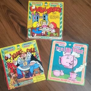 3 Vintage Peter Pan Records 45 R.P.M. Extended Play Records Children's Songs